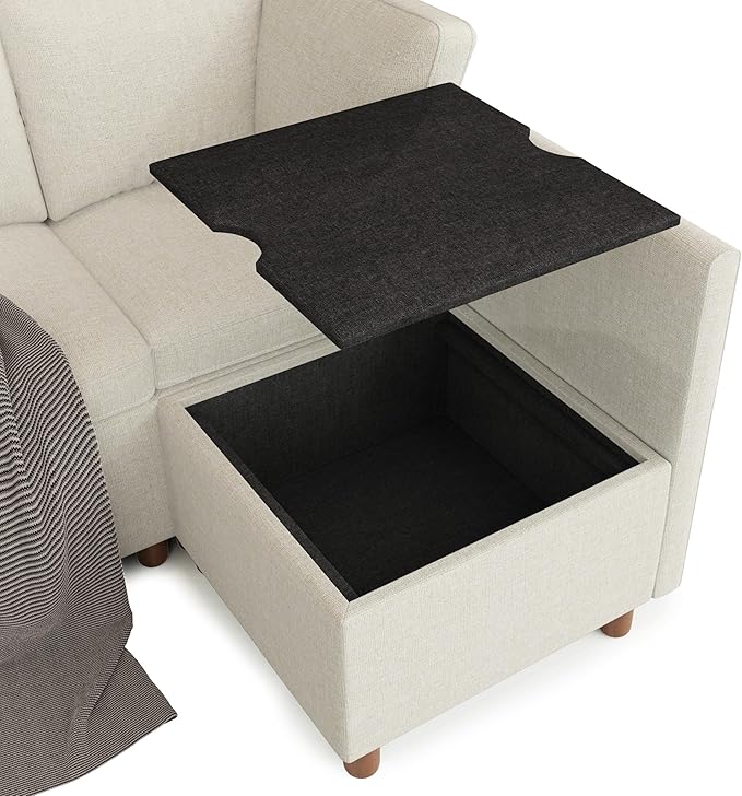 SITJOY Breakfast Nook Bench with Storage, Modular Corner Kitchen Banquette Seating, Dining Settee Couch, Upholstered Dining Bench with Back, Soft-to-Touch Fabric in Beige, 7-Seat L Shaped Booth