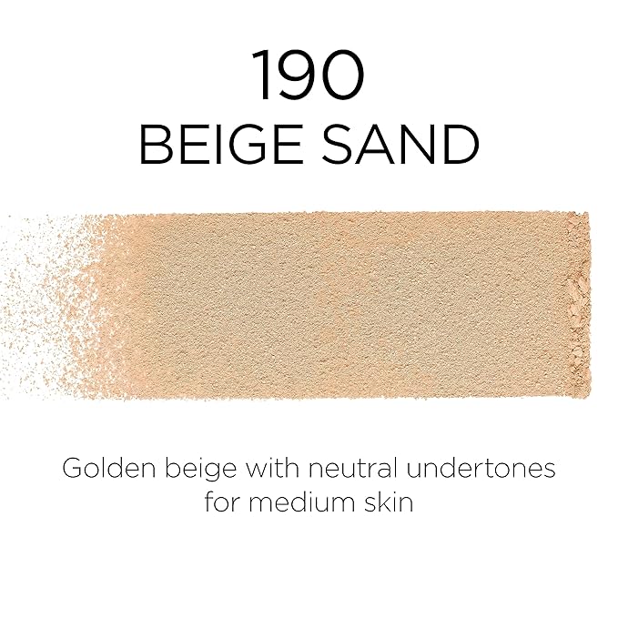 L'Oreal Paris Makeup Infallible Fresh Wear Foundation in a Powder, Up to 24H Wear, Waterproof, Beige Sand, 0.31 oz. (Packaging May Vary)