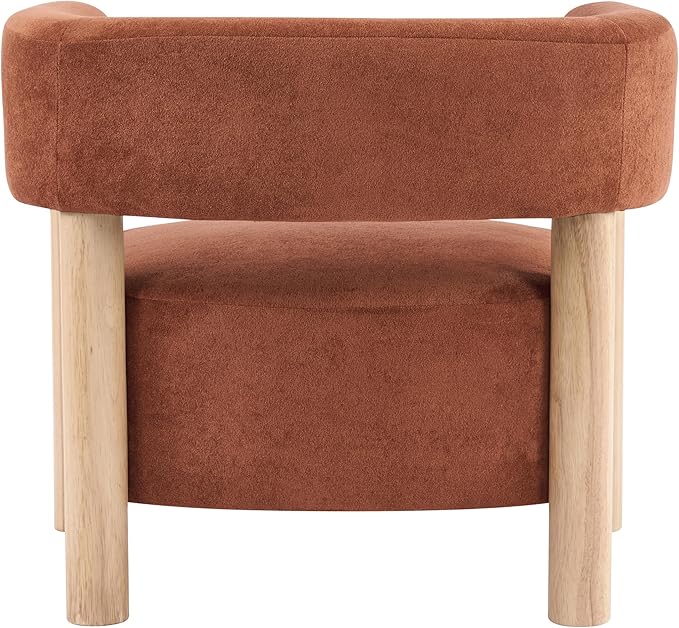 Christopher Knight Home Carly Low Profile Accent Chair, Boucle Upholstered Barrel Chair, Comfy Reading Chair for Bedroom, Wooden Single Lounge Sofa, Burnt Orange