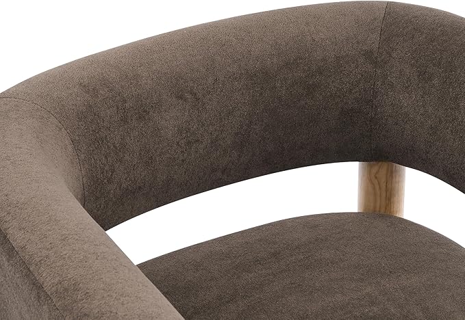 Christopher Knight Home Carly Low Profile Accent Chair, Boucle Upholstered Barrel Chair, Comfy Reading Chair for Bedroom, Wooden Single Lounge Sofa, Dark Brown