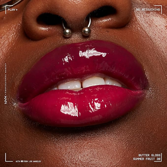 NYX PROFESSIONAL MAKEUP バターグロス、ベタつかないリップグロス - サマーフルーツ（ホットピンク）