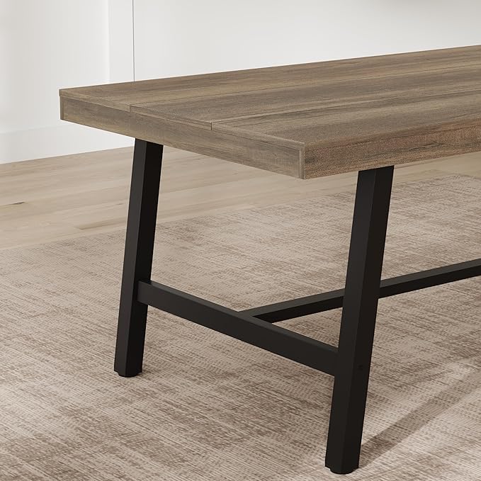 GarveeHome Industrial Dining Table for 4-6 People, 63" Long Kitchen Table with Sturdy Metal Frame, Rectangular Counter for Dinner, Kitchen, Dining Room (Rustic Pear, 63" Non-extendable)