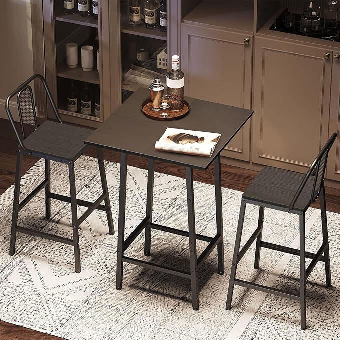 YATINEY Bar Table, Kitchen Dining Table, Bar Counter Height Table, Pub Color Matching Breakfast Table, for Dining Room, Tavern, Coffee Corner, Party, Black BT02BB