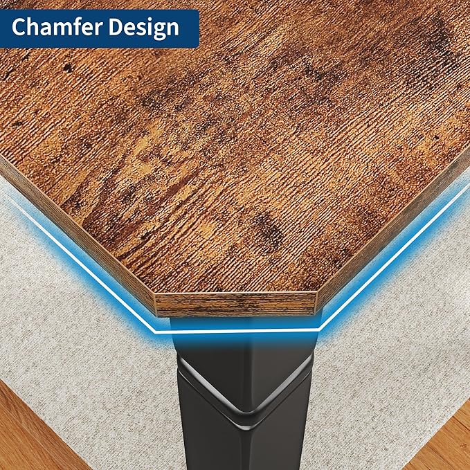 Garvee Large Dining Table for 6-8 People, 79" Wooden Kitchen Table with Sturdy Metal Frame, Dining Room Table for Dining Room, Kitchen, Black Leg & Retro