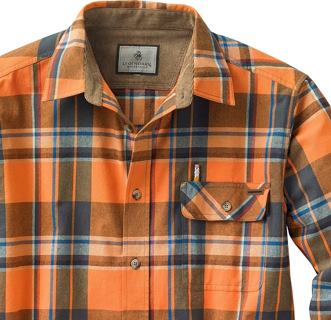 Legendary Whitetails Mens Long Sleeve Button Down 100% Cotton Flannel Shirt