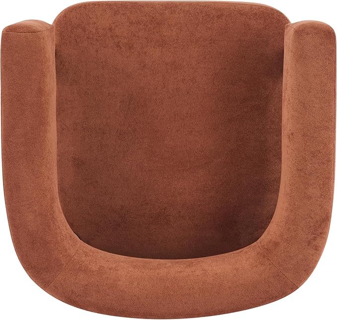 Christopher Knight Home Carly Low Profile Accent Chair, Boucle Upholstered Barrel Chair, Comfy Reading Chair for Bedroom, Wooden Single Lounge Sofa, Burnt Orange