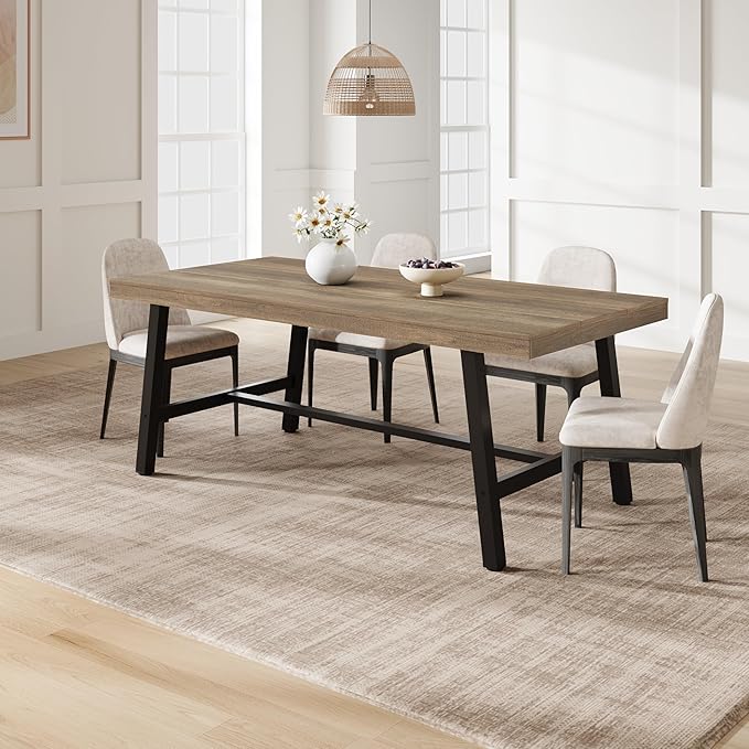 GarveeHome Industrial Dining Table for 6-8 People, 70.87" Long Kitchen Table with Sturdy Metal Frame, Rectangular Counter for Dinner, Kitchen, Dining Room (Rustic Pear, 71" Non-extendable)