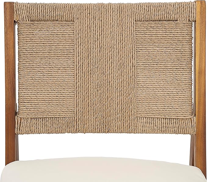 Christopher Knight Home Outdoor Dining Set 6 Piece, 67.5 Inch Terrazzo Concrete Table with 4 Acacia Wood Wicker Chairs and 60 Inch Bench, Patio Dining Set with Cream Cushions for Garden Deck Backyard