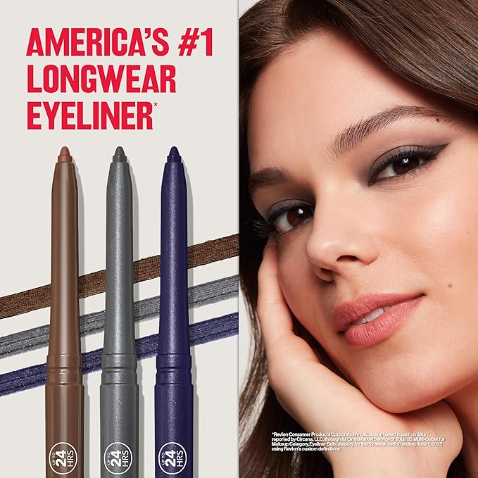 Revlon ColorStay Pencil Waterproof Eyeliner, Smudge-Proof, Eye Makeup with Built-In Sharpener, 202 Black Brown, 0.01 oz