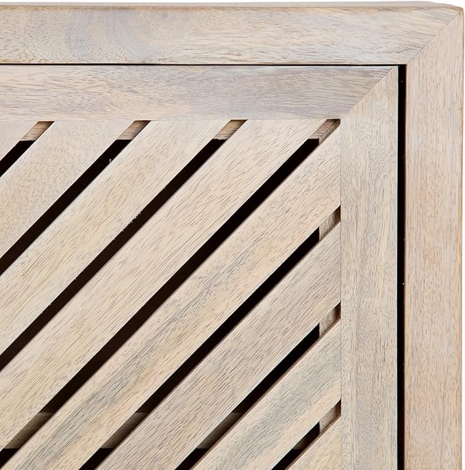 Kate and Laurel Mezzeta Decorative Coastal Two-Door Floating Bathroom Cabinet, 22 x 7 x 28, Whitewash, Decorative Over Toilet Storage Cabinet Made from Solid Mango Wood with Slatted Chevron Design