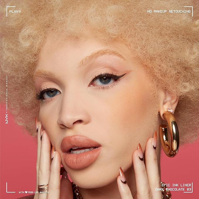 NYX PROFESSIONAL MAKEUP エピックインクライナー、ウォータープルーフ リキッドアイライナー（ヴィーガン処方） - ダークチョコレート（ダークブラウンマット）