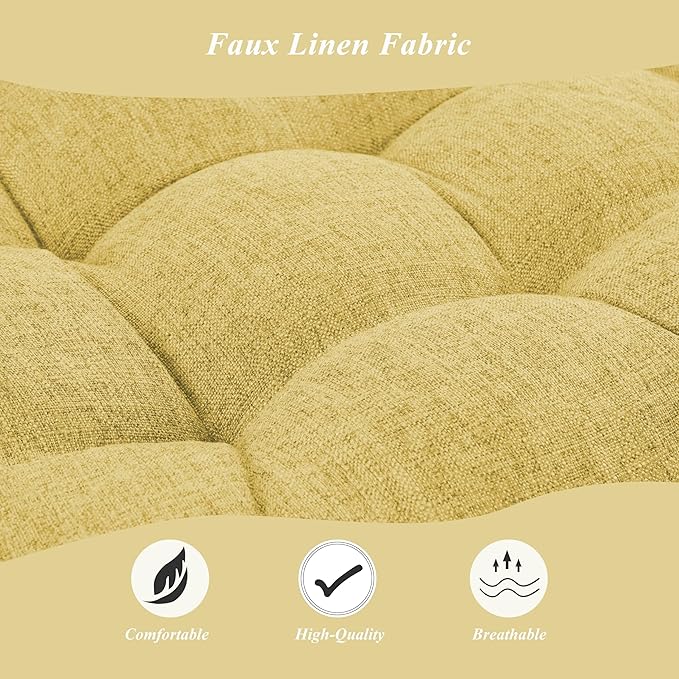 Bench Cushion for Indoor Furniture 48 x 19 inch Rectangle Bench Seat Cushion for Bay Window Entryway Bench Thick Textured Chair Cushion with Non-Slip Backing 1 Pack, Yellow