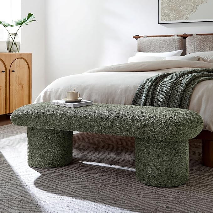 Modway Orla Chenille Upholstered Bench in Sage