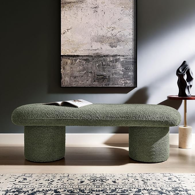 Modway Orla Chenille Upholstered Bench in Sage