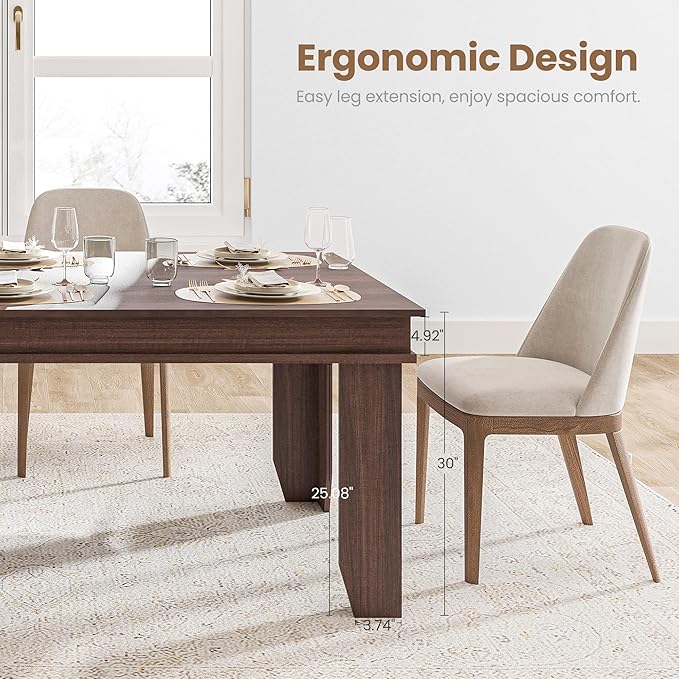GarveeHome Farmhouse Dining Table for 4-6 People, 63 in Long Kitchen Tables with Wooden Sturdy Frame, 5 ft Large Rectangular Dinner Table for Dining Room, Kitchen, Black, Brown Non-extendable