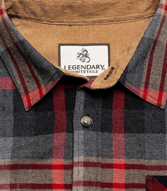 Legendary Whitetails Mens Long Sleeve Button Down 100% Cotton Flannel Shirt