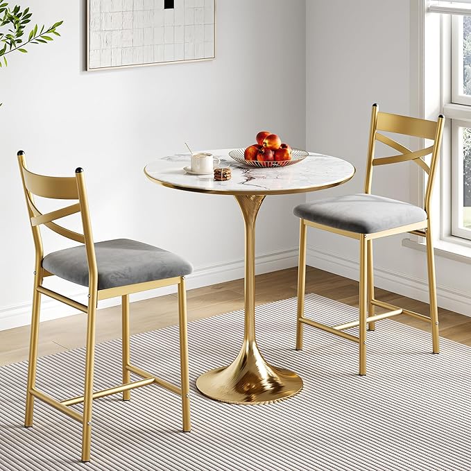 IDEALHOUSE 26" Counter Height Bar Stools Set of 4, Upholstered Bar Chairs with Back, Thick Cushion, Modern Counter Height Barstools for Kitchen Island, Apartment Counter, Dining Room Bar (4)
