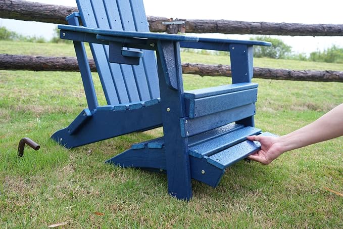 nevilywood HDPE Folding Ottoman - Adirondack Chair Footrest – Weather Resistant, Wood-Grain, Low-Maintenance-, Garden Patio Porch – Coffee