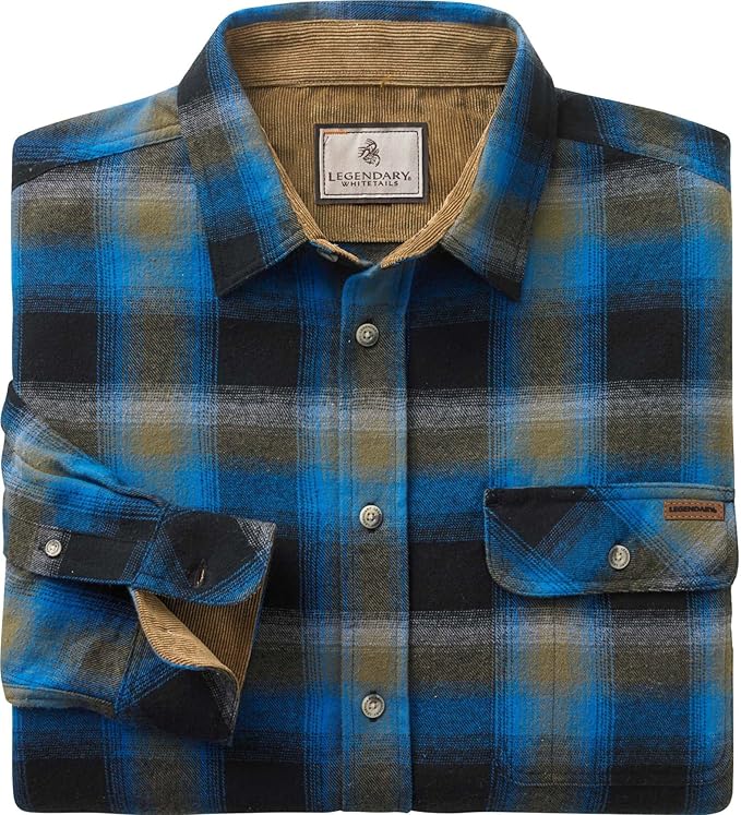 Legendary Whitetails Mens Long Sleeve Button Down 100% Cotton Flannel Shirt