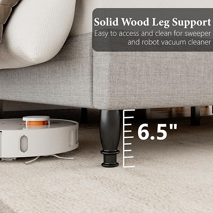 Queen Bed Frame with 50.4" Tall Wingback Headboard, Upholstered Platform Bed with Wood Slats, 1000 lbs Capacity, No Box Spring Needed, Easy Assembly, Beige