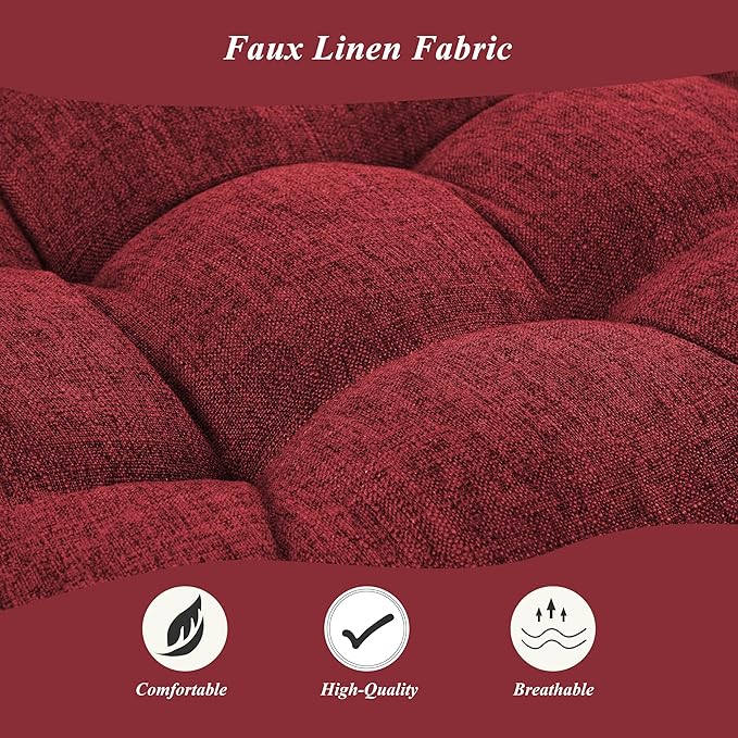 Bench Cushion for Indoor Furniture 48x19 inch Rectangle Bench Seat Cushion for Bay Window Entryway Bench Thick Textured Chair Cushion with Non-Slip Backing 1 Pack, Red