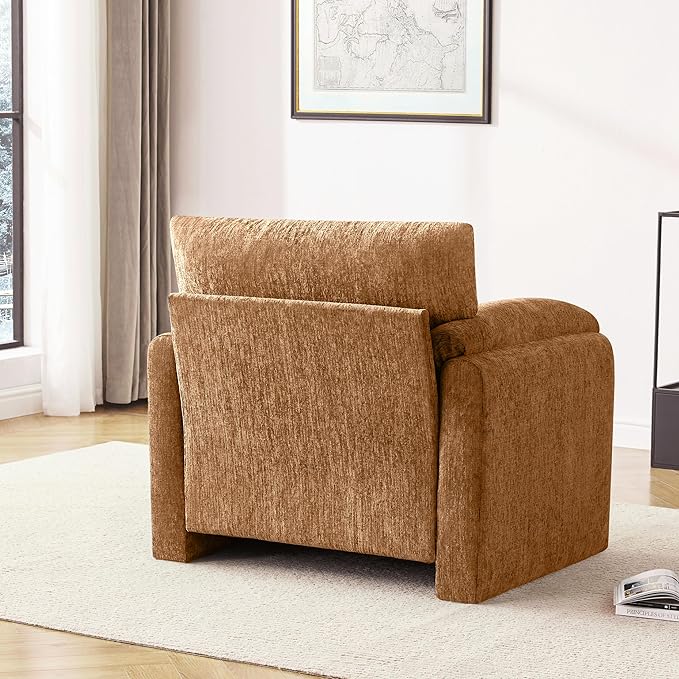 Howjoe Chenille Oversized Armchair, 38.6'" Wide Accent Chairs for Living Room & Bedroom Modern Lounge Chair, Upholstered Mid-Century Reading Chair (Rustic Bronzing Cloth, 2 Pack)