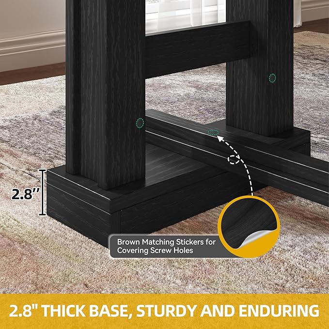 DWVO Farmhouse Dining Table for 6-8 People, 70" Long Kitchen Tables with Wooden Sturdy Legs, Large Rectangular Dinner Table for Kitchen, Dining Room, Living Room, Black