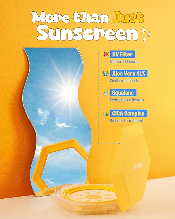 ELROEL Pang Pang Big Sun Cushion Plus - Broad Spectrum SPF50+ PA++++ Korean Sunscreen Cushion for Face & Body - Hypoallergenic & Lightweight Sun Cream, No White Cast (0.88 oz)