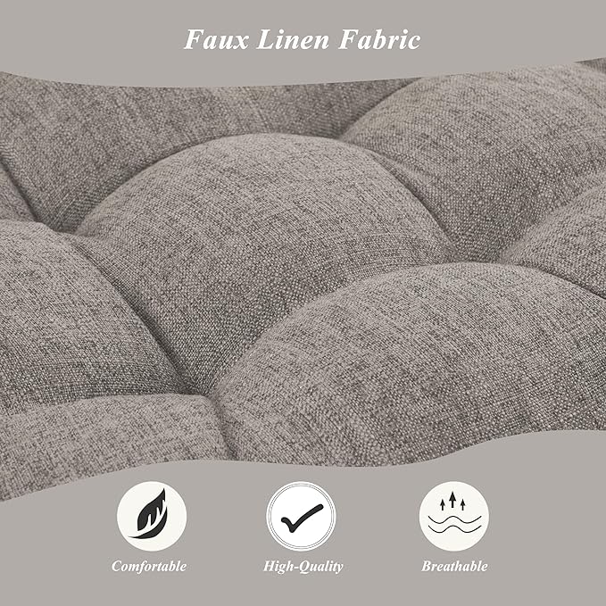 Bench Cushion for Indoor Furniture 48x19 inch Rectangle Bench Seat Cushion for Bay Window Entryway Bench Thick Textured Chair Cushion with Non-Slip Backing 2 Pack, Light Grey
