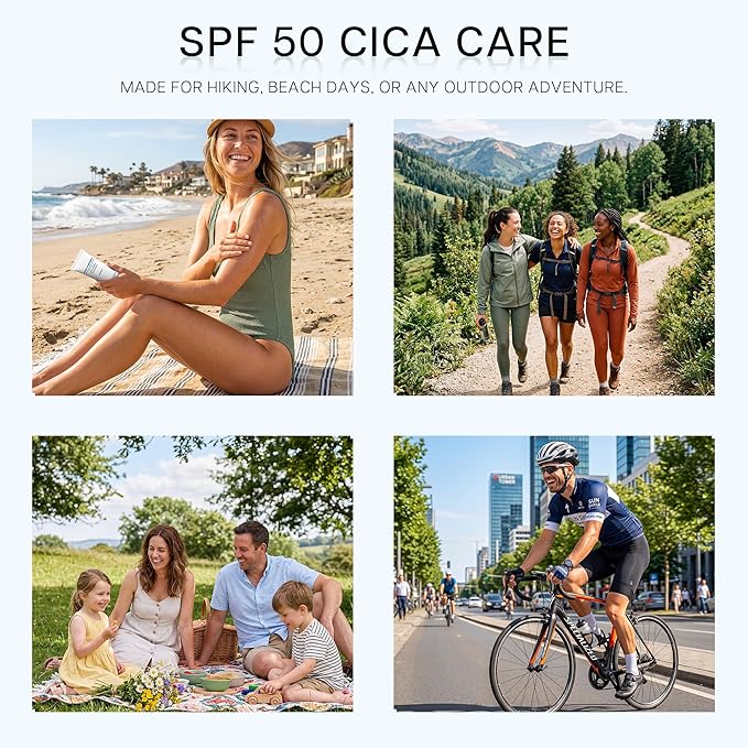 Centella Sunscreen SPF 50, Moisturizing Sunscreen Facial Serum, Daily UV Defense Non-Sticky Sun Protection Travel Essentials for All Skin (50ml)