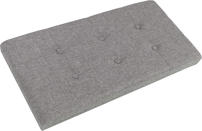 Lavish Home Folding Storage Ottoman - Set of 2 30-Inch Folding Tufted Footrest, Linen Chest, or Bench with Removable Bin for Living Room, Bedroom, or Dorm (Dark Gray)