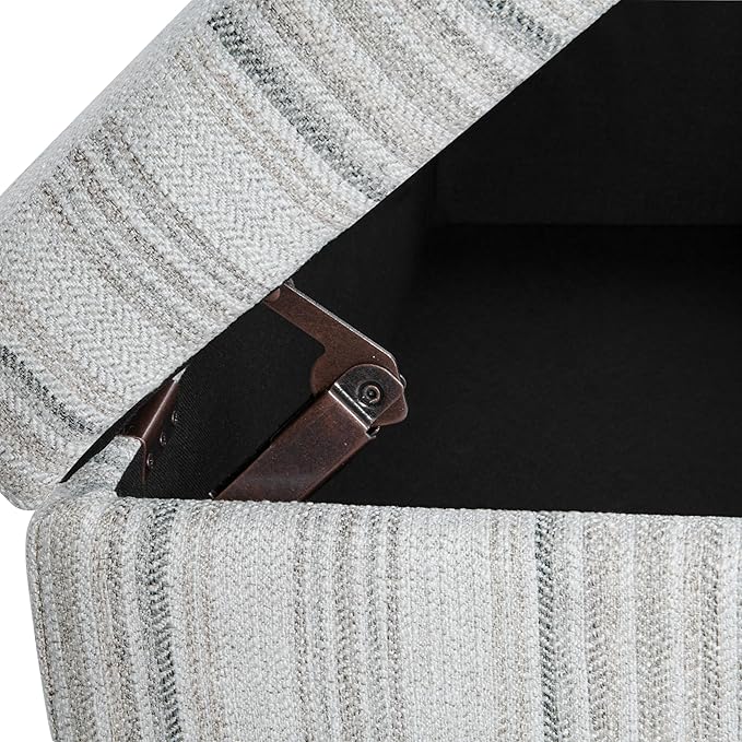 HomePop Malmo Bench - Gray Striped Pattern
