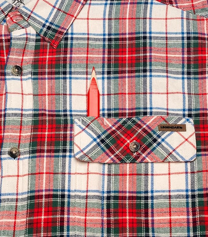 Legendary Whitetails Mens Long Sleeve Button Down 100% Cotton Flannel Shirt