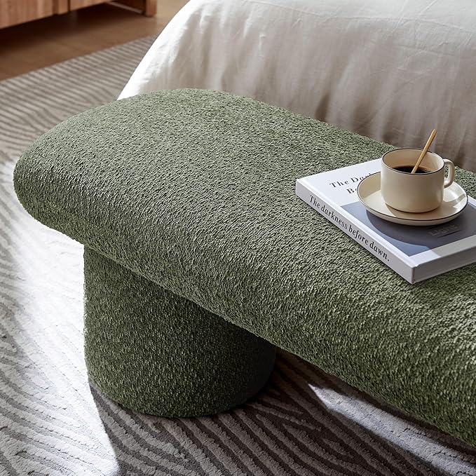 Modway Orla Chenille Upholstered Bench in Sage