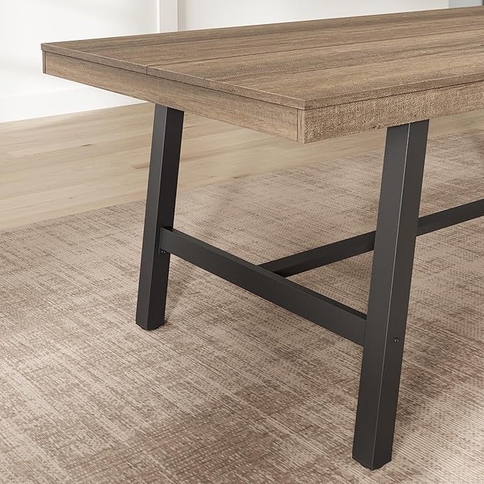 GarveeHome Industrial Dining Table for 6-8 People, 78.7" Long Kitchen Table with Sturdy Metal Frame, Rectangular Counter for Dinner, Kitchen, Dining Room (Rustic Pear, 79" Non-extendable)