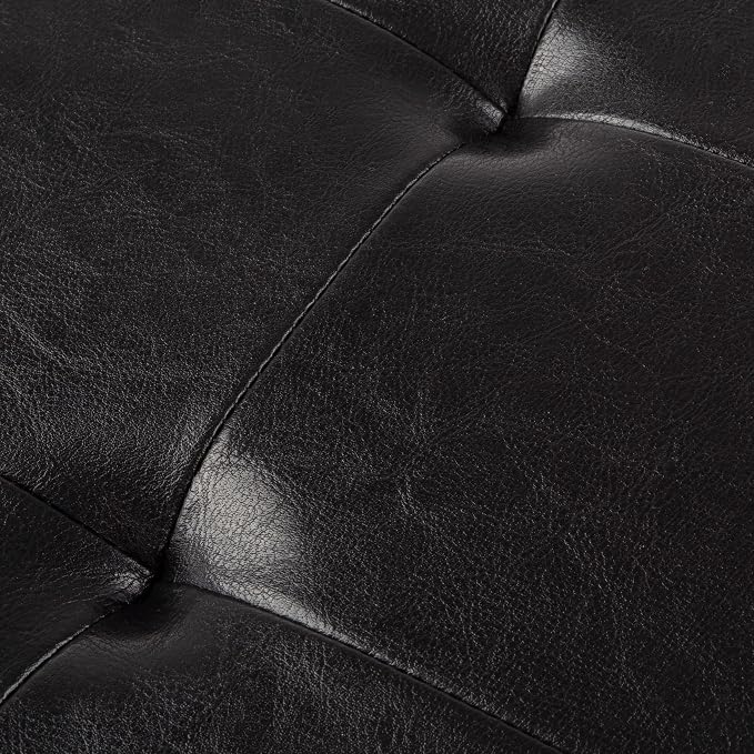 Storage Ottoman - 30-Inch Folding Faux Leather Footrest, Linen Chest, or Bench with Removable Bin for Living Room or Bedroom by Home-Complete (Black)
