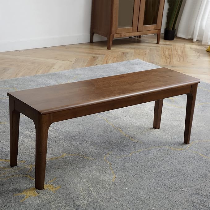 Dining Bench Wood Solid Oak Wooden Bed End＆Entryway Bench for Bedroom Living Room Kitchen(Brown)