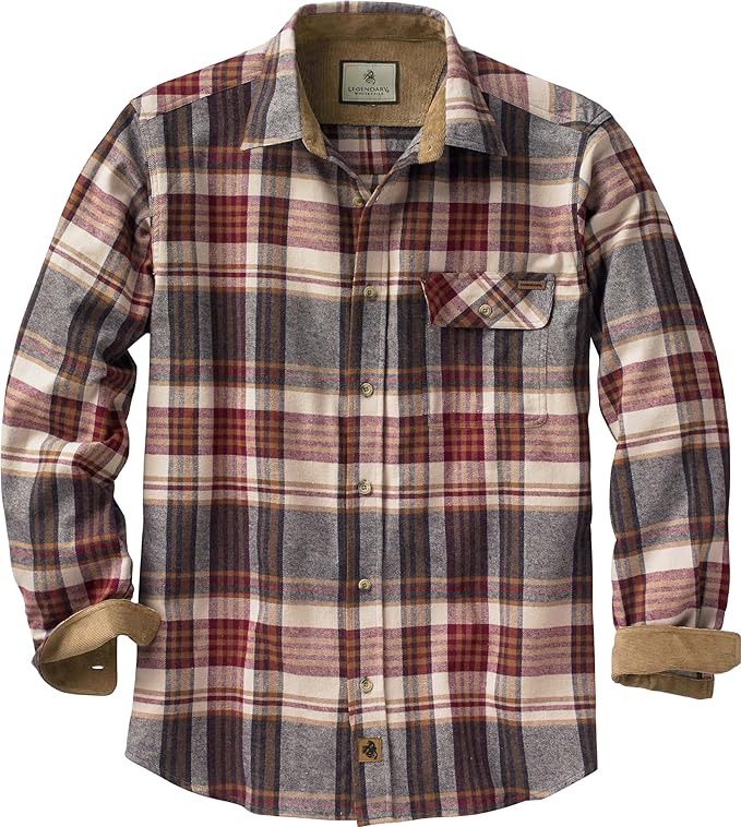 Legendary Whitetails Mens Long Sleeve Button Down 100% Cotton Flannel Shirt