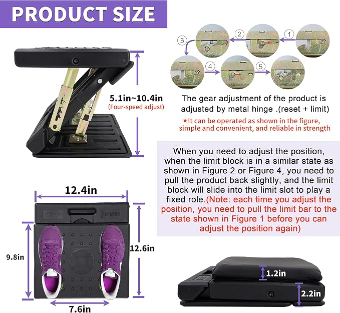 Adjustable Footrest Can Be Adjusted in Multiple Angles and States, Cushion is Detachable, Suitable for Use in Multiple Scenarios Such As Office(Black)
