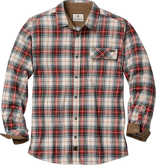 Legendary Whitetails Mens Long Sleeve Button Down 100% Cotton Flannel Shirt