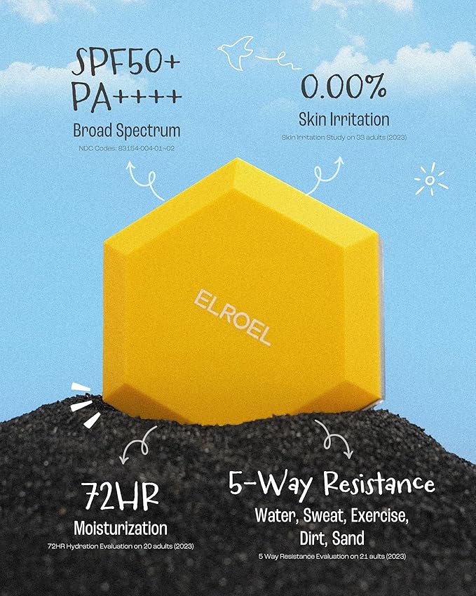 ELROEL Pang Pang Big Sun Cushion Plus - Broad Spectrum SPF50+ PA++++ Korean Sunscreen Cushion for Face & Body - Hypoallergenic & Lightweight Sun Cream, No White Cast (0.88 oz)